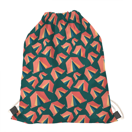 Camping Tent Pattern Print Drawstring Bag