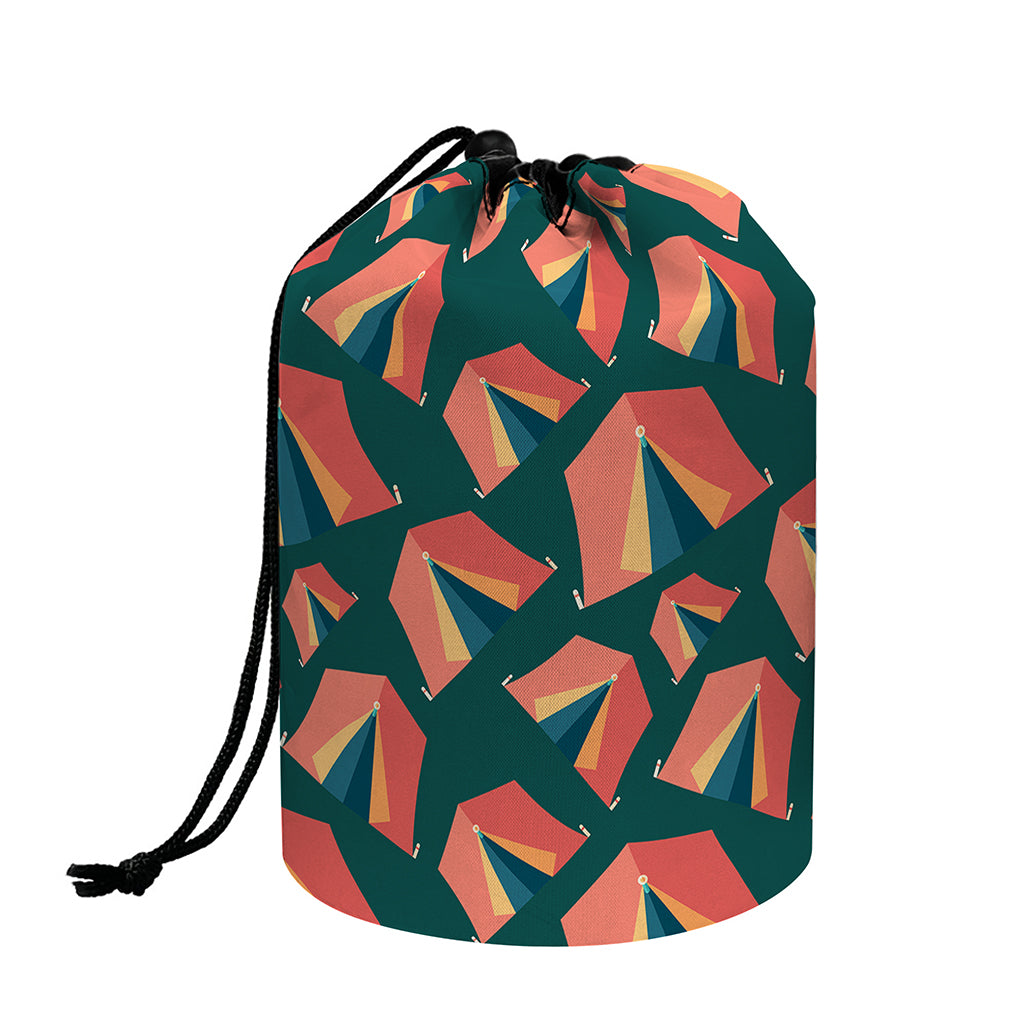 Camping Tent Pattern Print Drawstring Makeup Bag