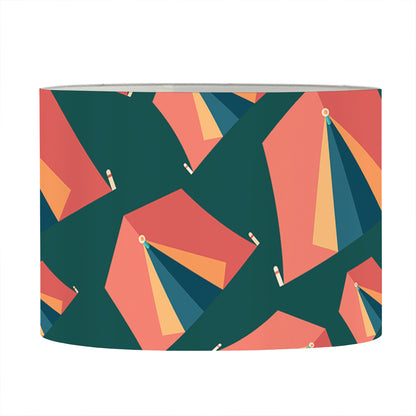 Camping Tent Pattern Print Drum Lamp Shade