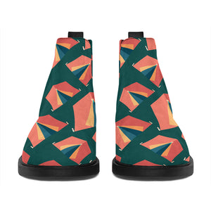 Camping Tent Pattern Print Flat Ankle Boots