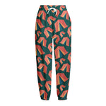 Camping Tent Pattern Print Fleece Lined Knit Pants