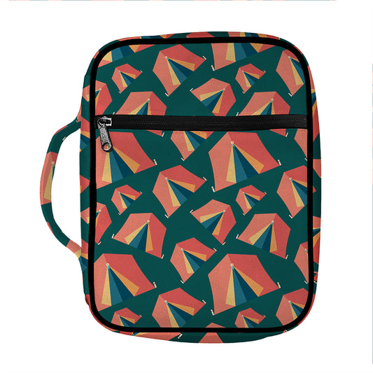 Camping Tent Pattern Print Front Pocket Bible Bag