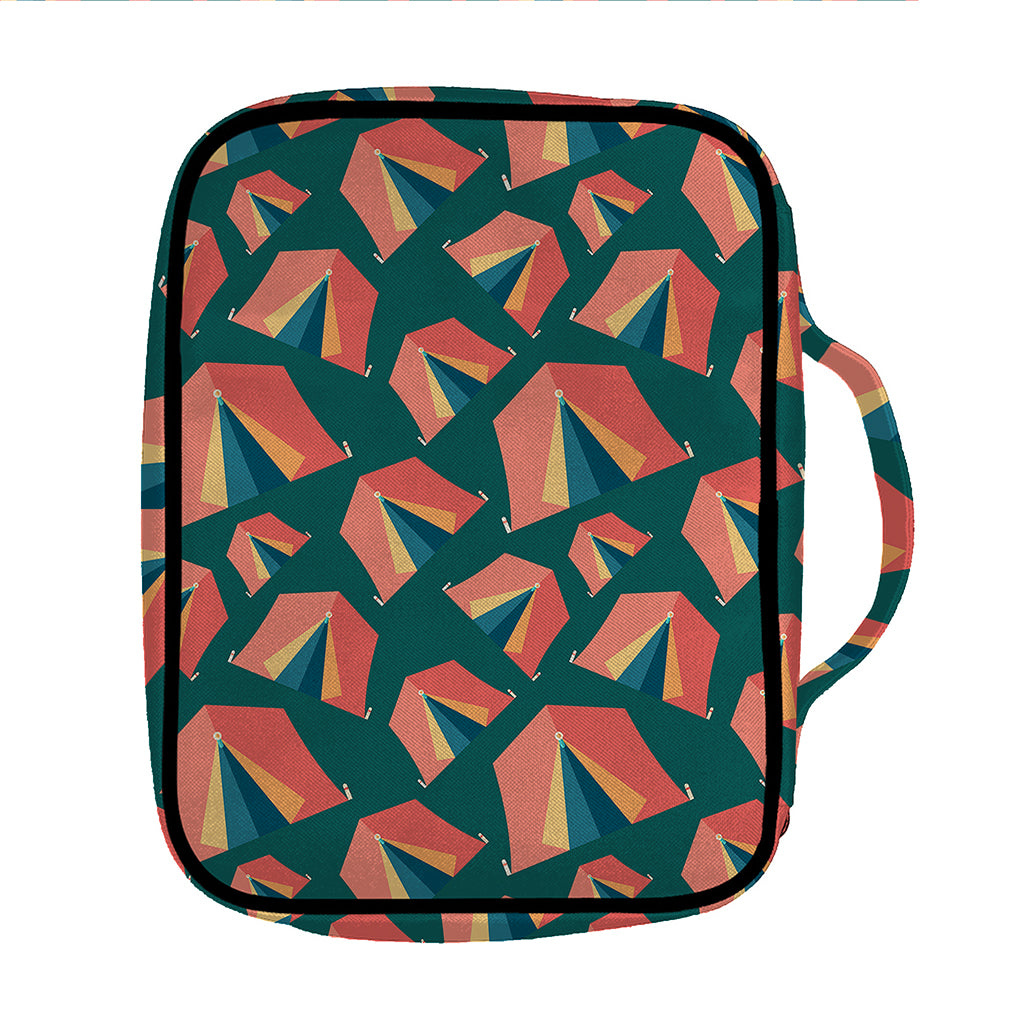Camping Tent Pattern Print Front Pocket Bible Bag