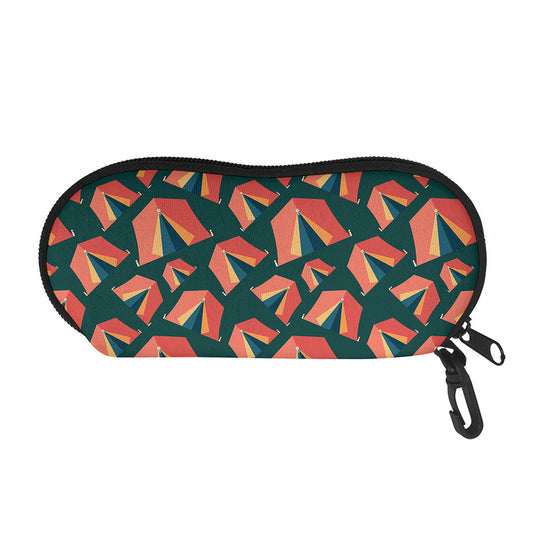 Camping Tent Pattern Print Glasses Case