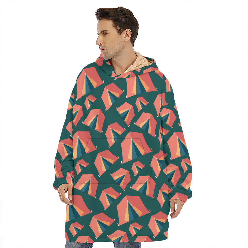 Camping Tent Pattern Print Hoodie Blanket