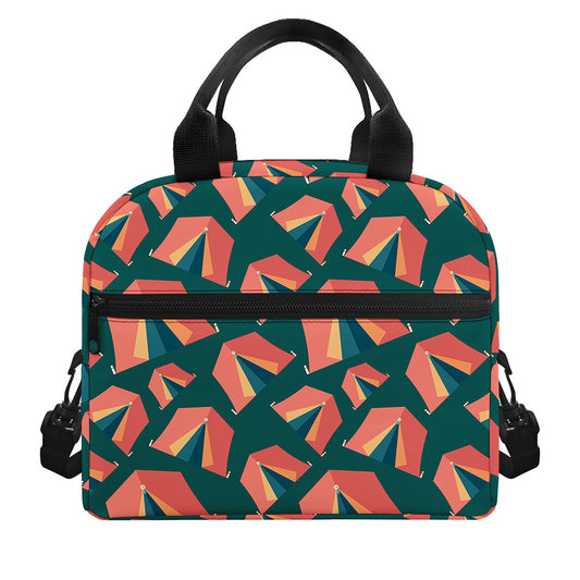 Camping Tent Pattern Print Insulated Lunch Bag