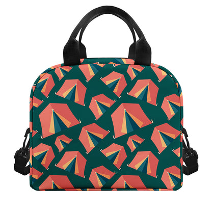 Camping Tent Pattern Print Insulated Lunch Bag