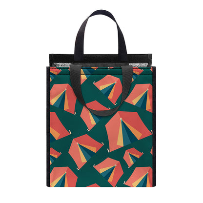 Camping Tent Pattern Print Insulated Lunch Tote