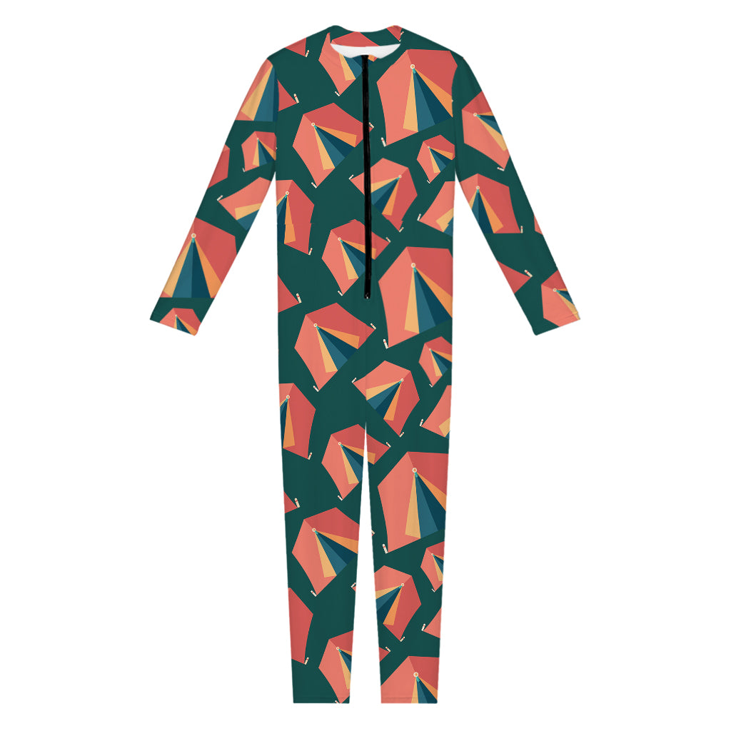 Camping Tent Pattern Print Jumpsuit