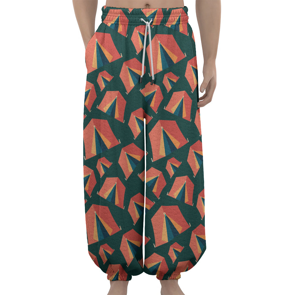 Camping Tent Pattern Print Lantern Pants