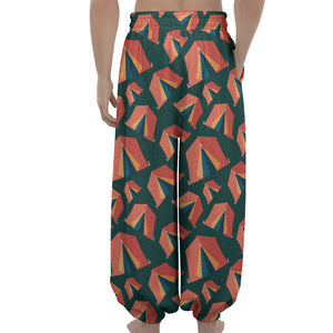 Camping Tent Pattern Print Lantern Pants