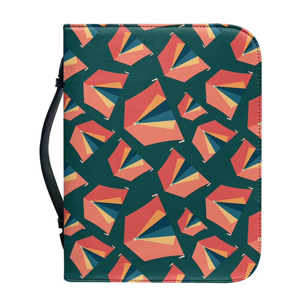 Camping Tent Pattern Print Leather Bible Cover