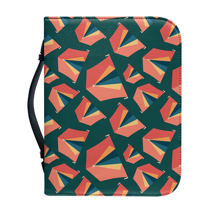 Camping Tent Pattern Print Leather Bible Cover