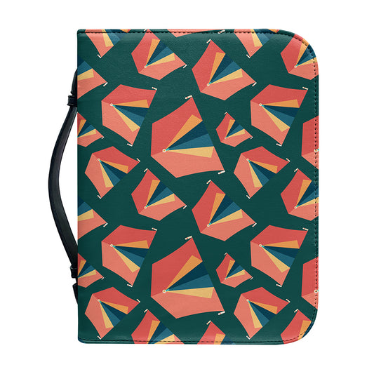 Camping Tent Pattern Print Leather Bible Cover