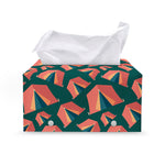 Camping Tent Pattern Print Leather Tissue Box Cover
