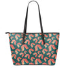 Camping Tent Pattern Print Leather Tote Bag