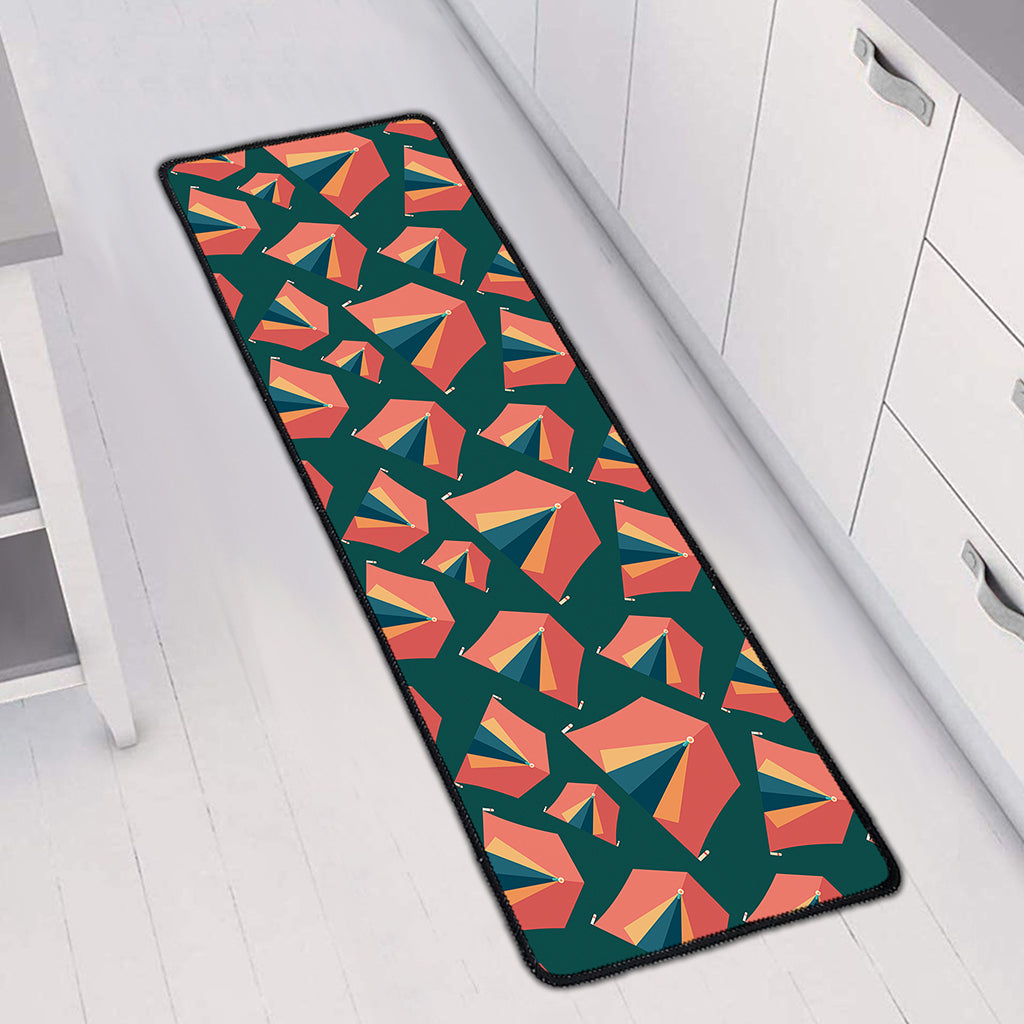 Camping Tent Pattern Print Long Kitchen Mat