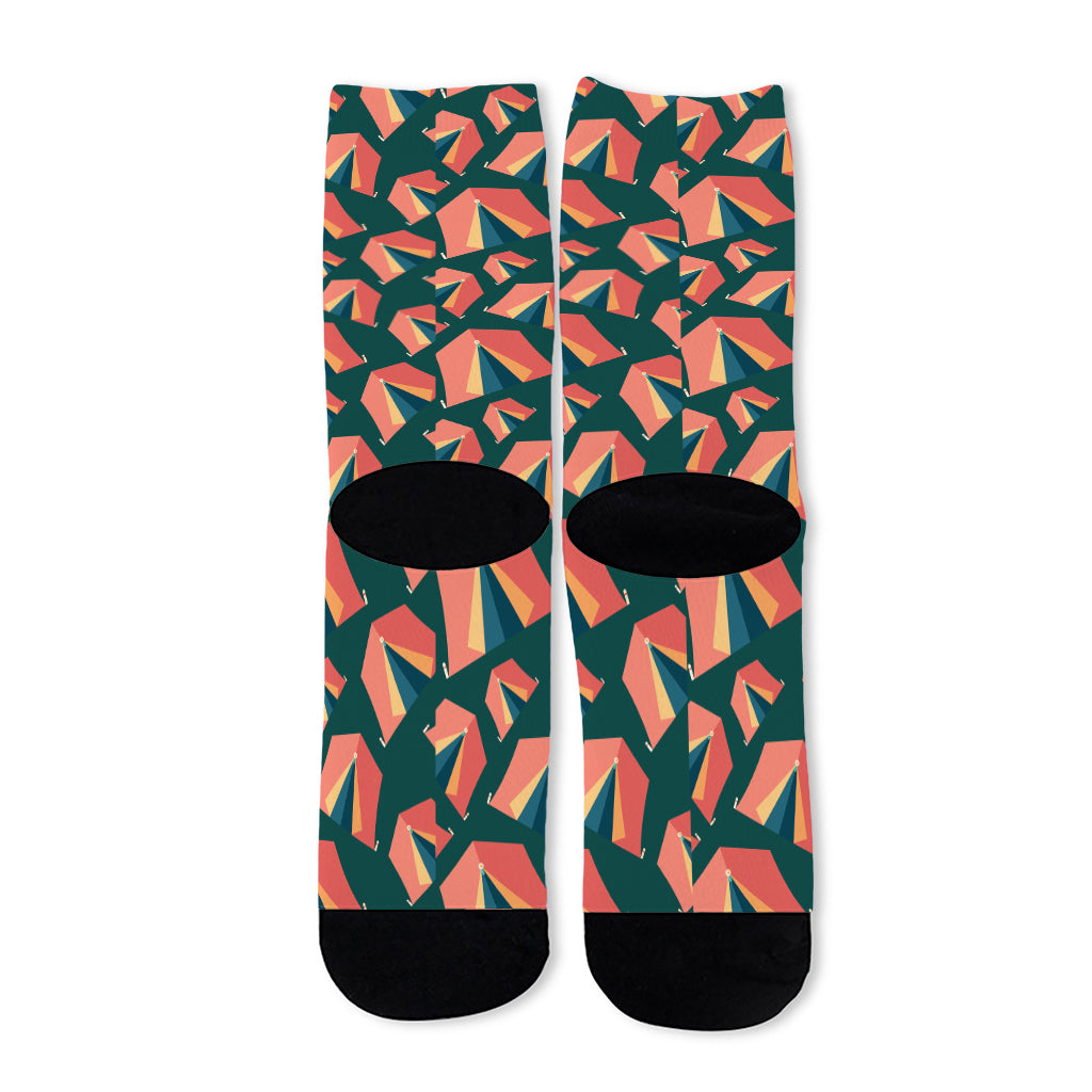 Camping Tent Pattern Print Long Socks