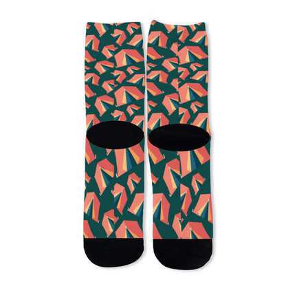 Camping Tent Pattern Print Long Socks