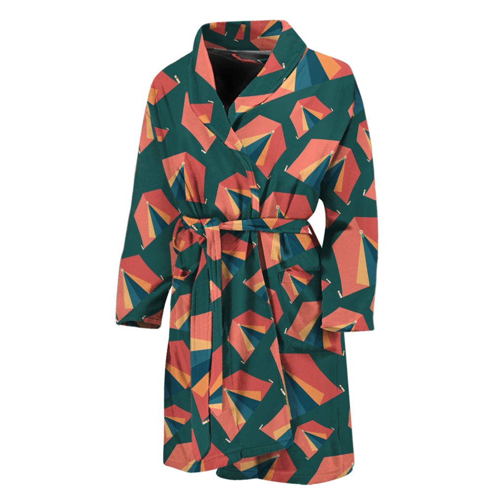 Camping Tent Pattern Print Men's Bathrobe