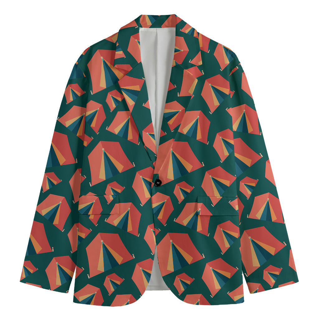 Camping Tent Pattern Print Men's Blazer