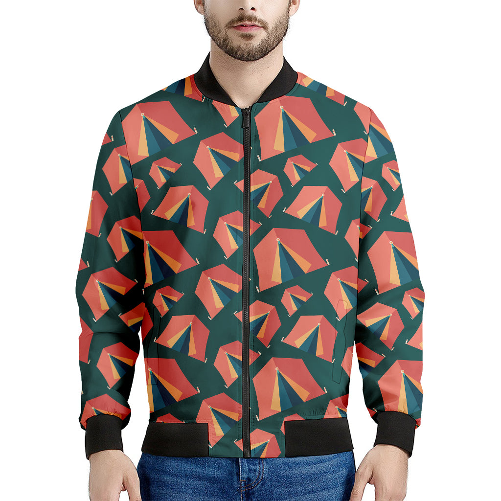 Camping Tent Pattern Print Men's Bomber Jacket