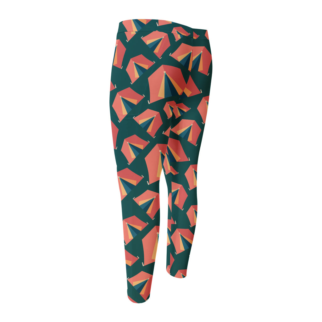 Camping Tent Pattern Print Men's Compression Pants