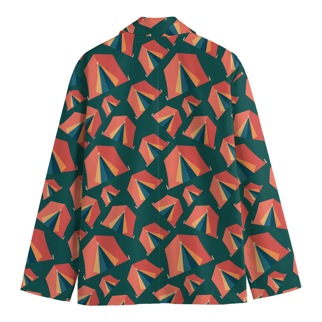 Camping Tent Pattern Print Men's Cotton Blazer