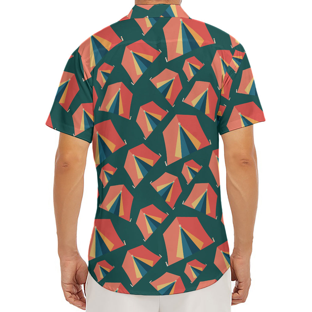 Camping Tent Pattern Print Men's Deep V-Neck Shirt