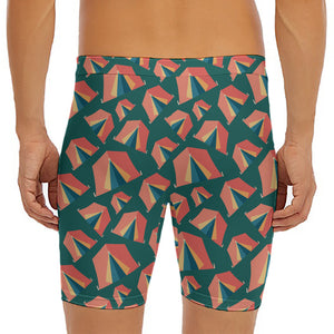 Camping Tent Pattern Print Men's Long Boxer Briefs