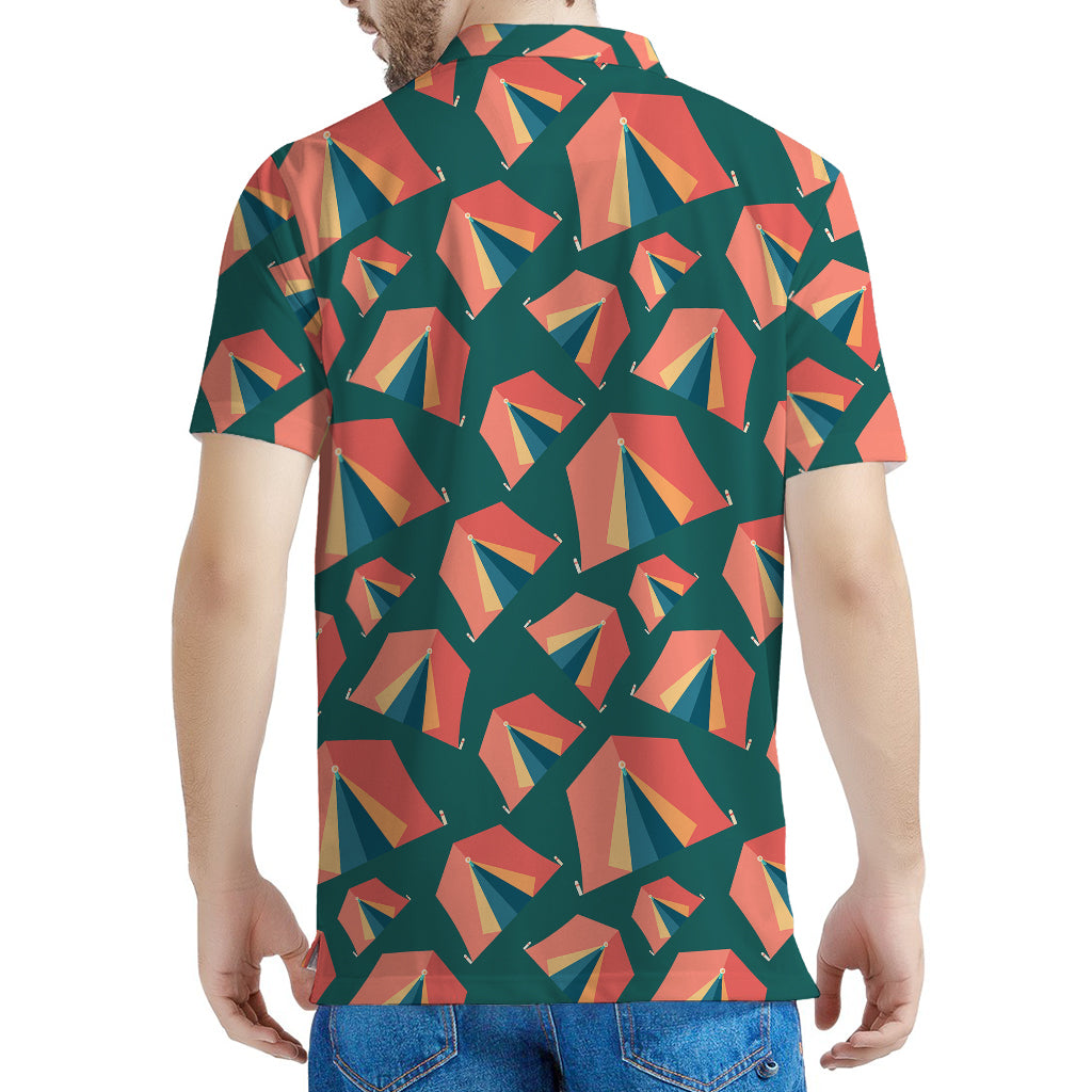 Camping Tent Pattern Print Men's Polo Shirt