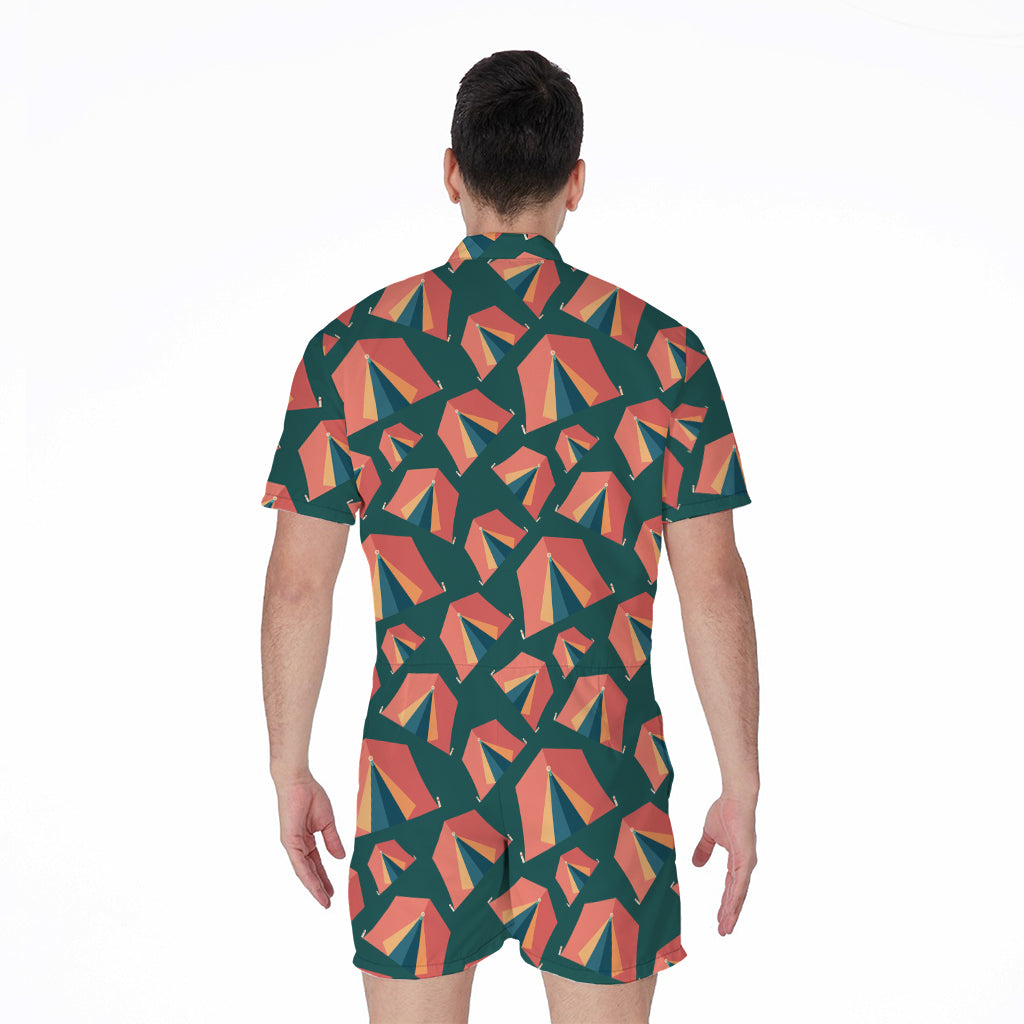 Camping Tent Pattern Print Men's Rompers