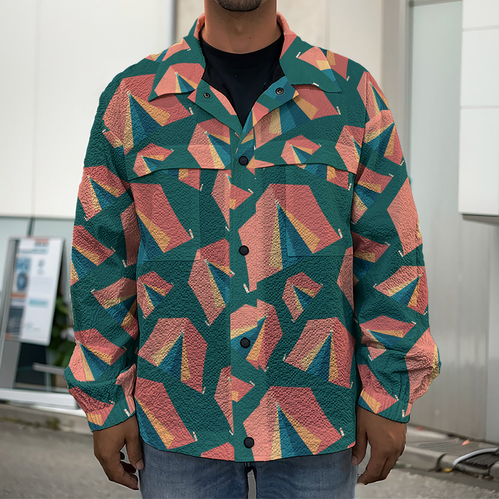 Camping Tent Pattern Print Men's Shirt Jacket