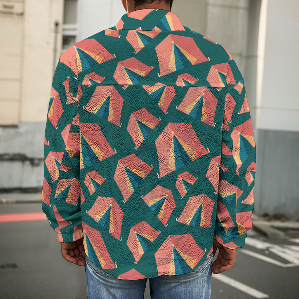 Camping Tent Pattern Print Men's Shirt Jacket