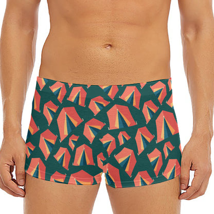 Camping Tent Pattern Print Men's Short Boxer Briefs