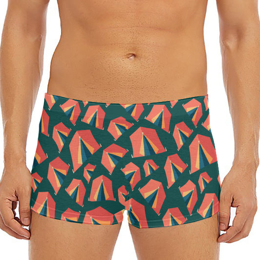 Camping Tent Pattern Print Men's Short Boxer Briefs