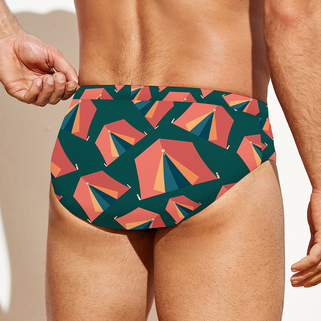Camping Tent Pattern Print Men's Swim Briefs