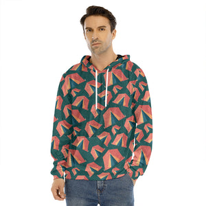 Camping Tent Pattern Print Men's Velvet Pullover Hoodie