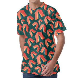 Camping Tent Pattern Print Men's Velvet T-Shirt