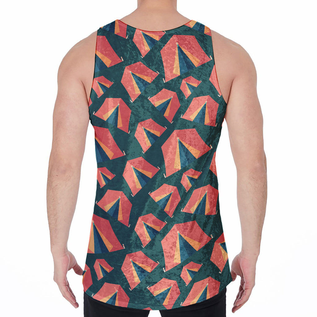 Camping Tent Pattern Print Men's Velvet Tank Top