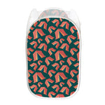Camping Tent Pattern Print Mesh Laundry Hamper