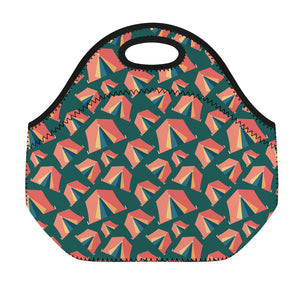 Camping Tent Pattern Print Neoprene Lunch Bag