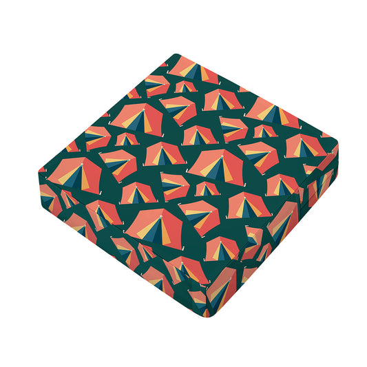 Camping Tent Pattern Print Outdoor Seat Cushion Cover