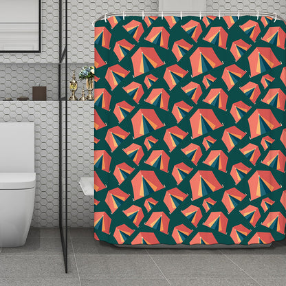 Camping Tent Pattern Print Polyester Shower Curtain