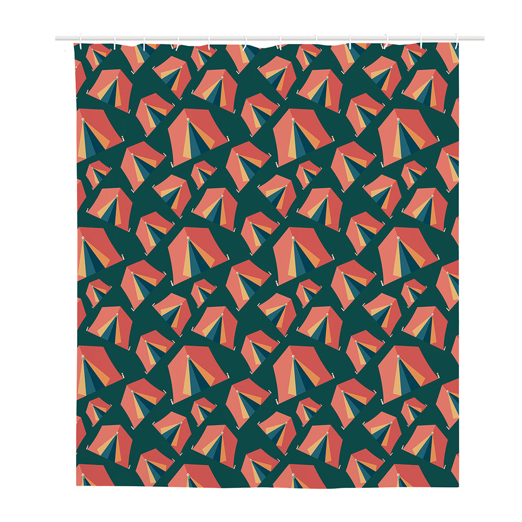 Camping Tent Pattern Print Polyester Shower Curtain