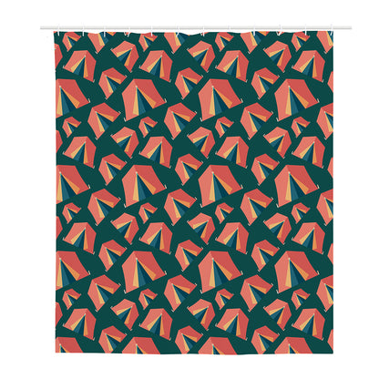 Camping Tent Pattern Print Polyester Shower Curtain