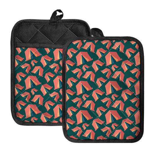Camping Tent Pattern Print Pot Holders With Pocket