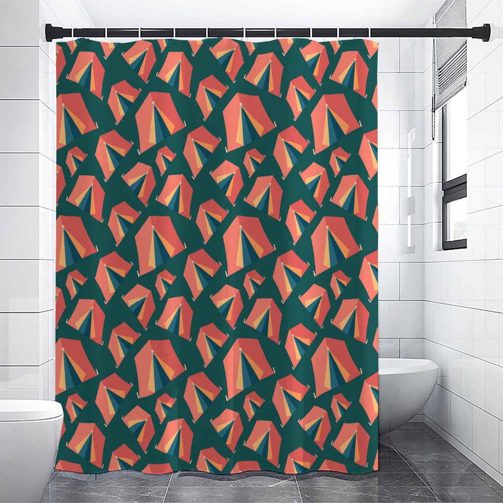 Camping Tent Pattern Print Premium Shower Curtain