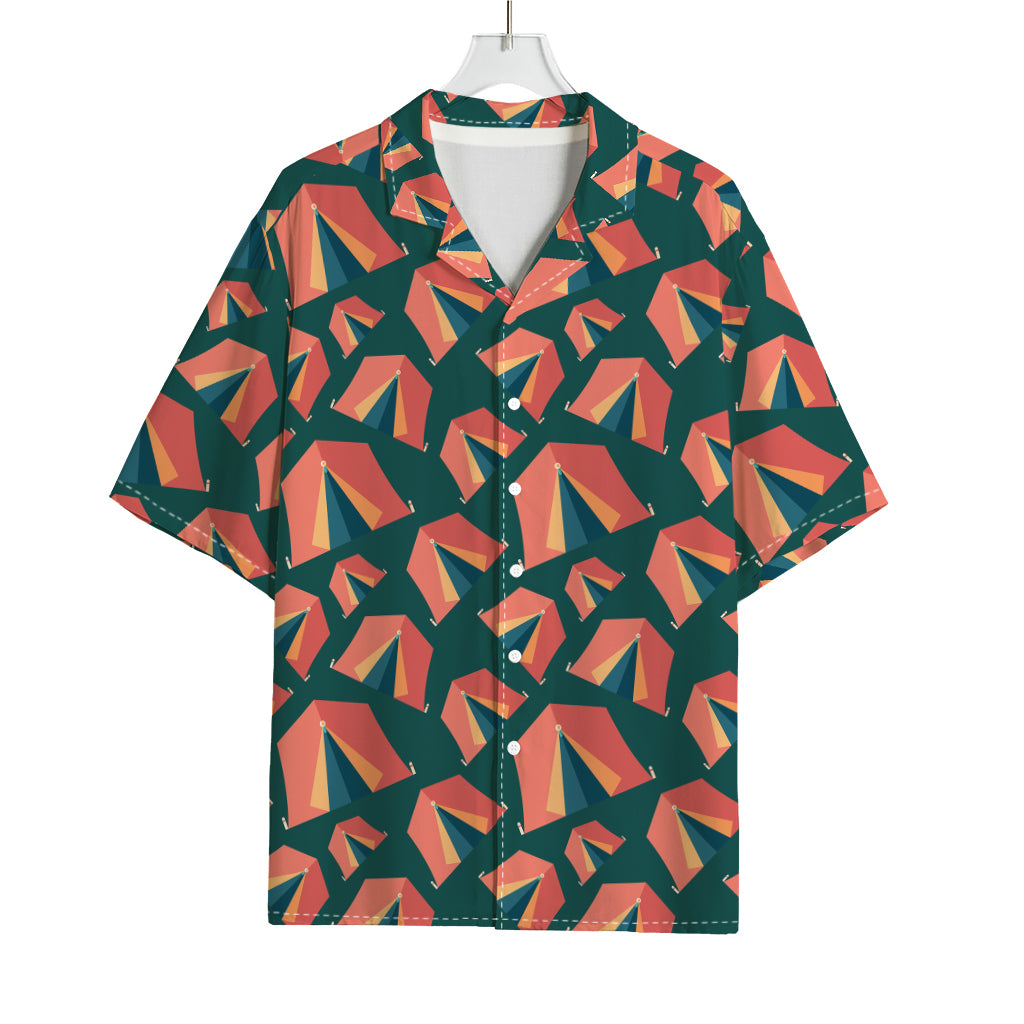 Camping Tent Pattern Print Rayon Hawaiian Shirt