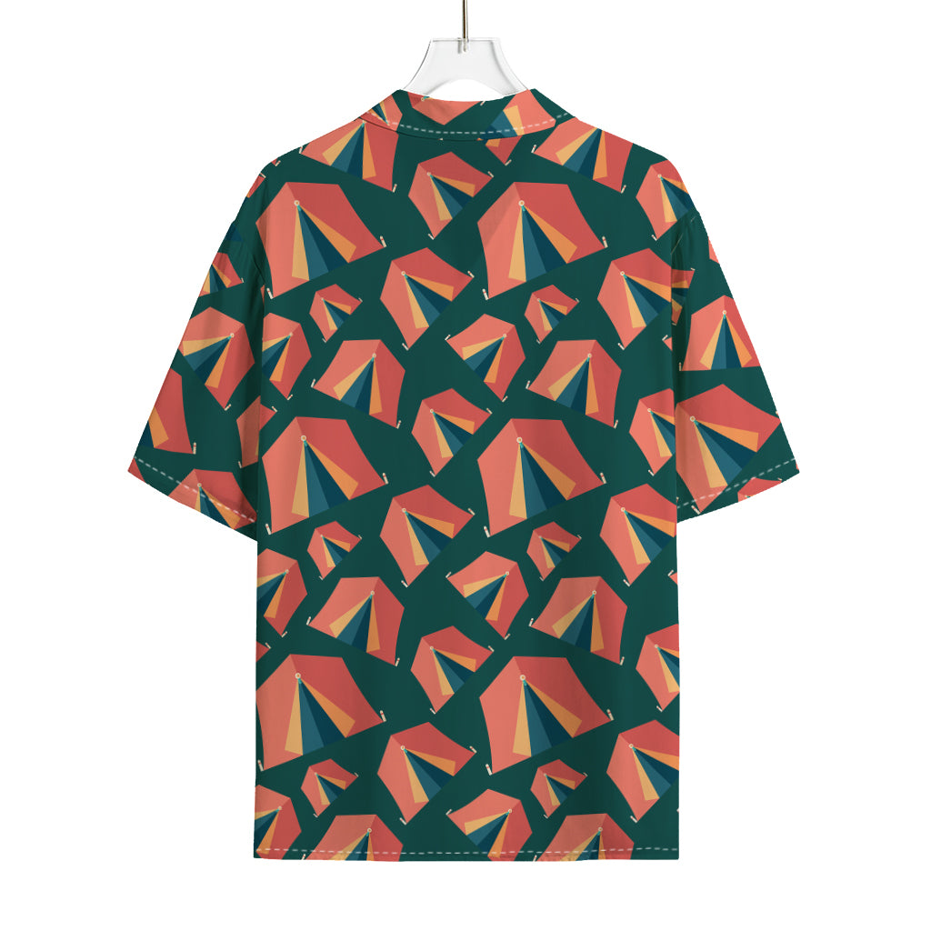 Camping Tent Pattern Print Rayon Hawaiian Shirt